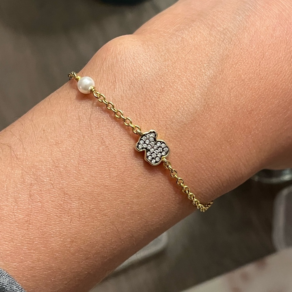 Tous Bracelet with Bear Charm and Pearl